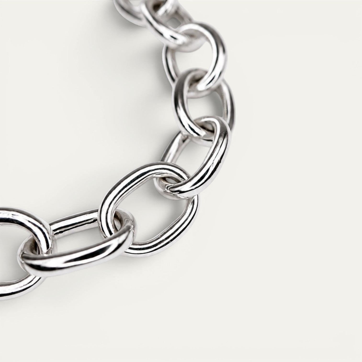 Pulsera Certeza de plata .925, detalle de los eslabones
