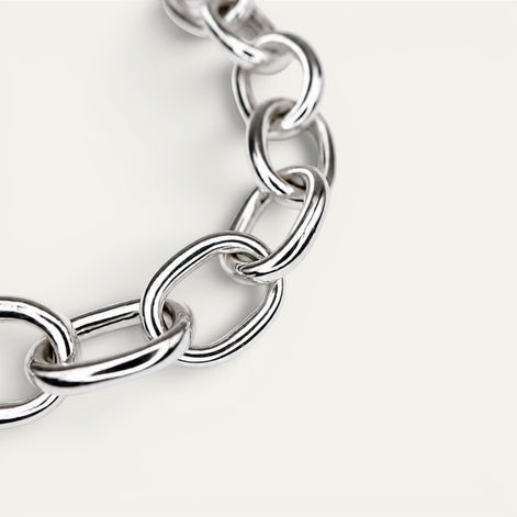 Pulsera Certeza de plata .925, detalle de los eslabones