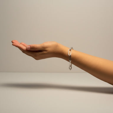 Pulsera Declaración de plata .925, detalle de los eslabones